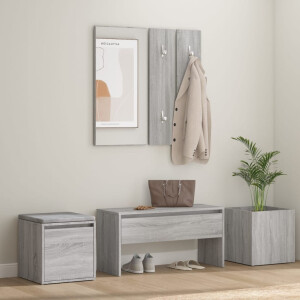 vidaXL Garderobe set bewerkt hout grijs sonoma eikenkleurig