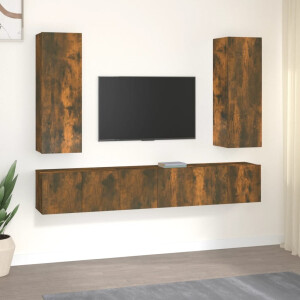 vidaXL 5-delige Tv-meubelset bewerkt hout gerookt eikenkleurig