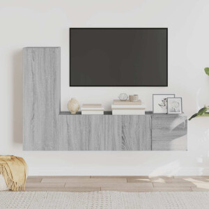 vidaXL 3-delige Tv-meubelset bewerkt hout grijs sonoma eikenkleurig