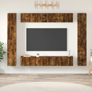 vidaXL 10-delige Tv-meubelset bewerkt hout gerookt eikenkleurig
