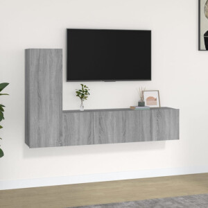 vidaXL 3-delige Tv-meubelset bewerkt hout grijs sonoma eikenkleurig