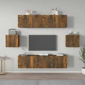 vidaXL 6-delige Tv-meubelset bewerkt hout gerookt eikenkleurig