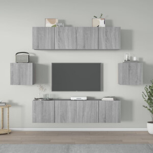 vidaXL 6-delige Tv-meubelset bewerkt hout grijs sonoma eikenkleurig