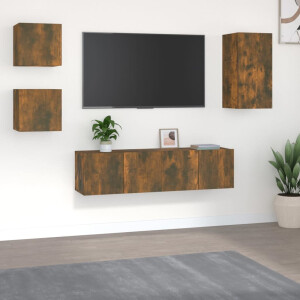 vidaXL 5-delige Tv-meubelset bewerkt hout gerookt eikenkleurig