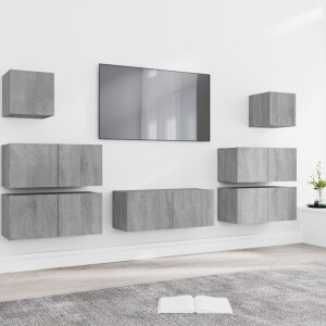 vidaXL 7-delige Tv-meubelset bewerkt hout grijs sonoma eikenkleurig
