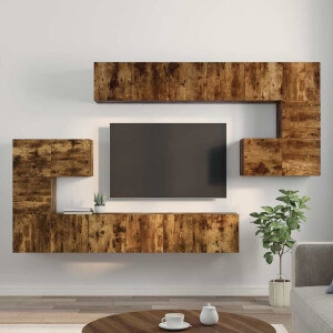 vidaXL 10-delige Tv-meubelset bewerkt hout gerookt eikenkleurig