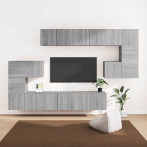 vidaXL 10-delige Tv-meubelset bewerkt hout grijs sonoma eikenkleurig