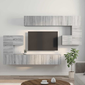 vidaXL 10-delige Tv-meubelset bewerkt hout grijs sonoma eikenkleurig
