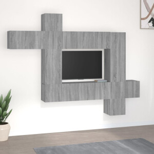 vidaXL 10-delige Tv-meubelset bewerkt hout grijs sonoma eikenkleurig