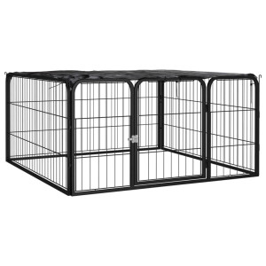 vidaXL Hondenkennel 4 panelen 100x50 cm gepoedercoat staal zwart