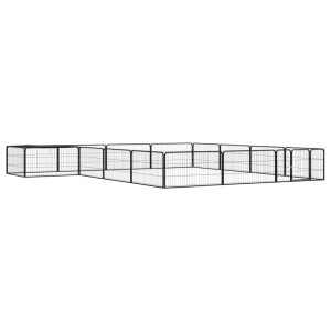 vidaXL Hondenkennel 16 panelen 100x50 cm gepoedercoat staal zwart