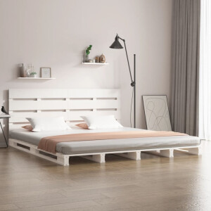 vidaXL Bedframe zonder matras massief grenenhout wit 140x200 cm