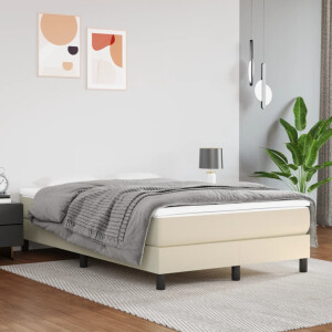 vidaXL Pocketveringmatras medium 120x200x20 cm kunstleer crèmekleurig