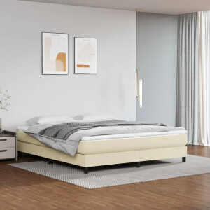 vidaXL Pocketveringmatras medium 160x200x20 cm kunstleer crèmekleurig