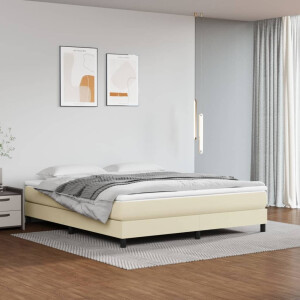 vidaXL Pocketveringmatras medium 180x200x20 cm kunstleer crèmekleurig