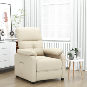 vidaXL Fauteuil verstelbaar stof crèmekleurig