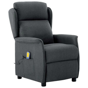 vidaXL Massagestoel met kussen Donkergrijs 93.5 x 67.5 x 101.5 cm Stof