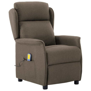 vidaXL Massagestoel met kussen Taupe 93.5 x 67.5 x 101.5 cm Stof