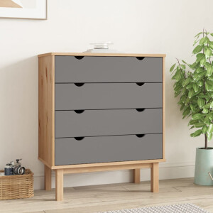 vidaXL Ladekast OTTA 76,5x39,5x90 cm massief grenenhout bruin en grijs