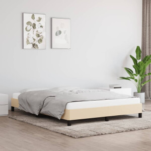 vidaXL Bedframe zonder matras stof crèmekleurig 140x200 cm