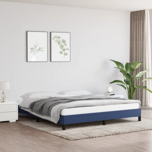vidaXL Bedframe zonder matras stof blauw 160x200 cm