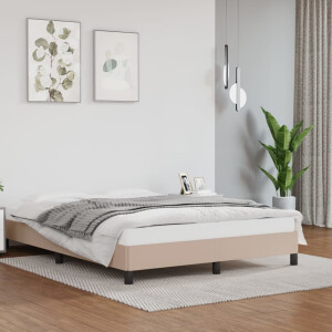 vidaXL Bedframe kunstleer cappuccinokleurig 140x190 cm