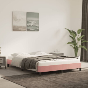 vidaXL Bedframe fluweel roze 140x190 cm