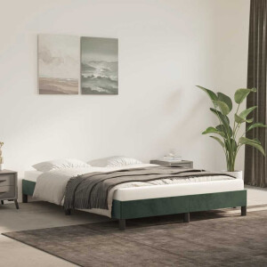 vidaXL Bedframe zonder matras 140x200 cm fluweel donkergroen