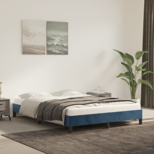 vidaXL Bedframe zonder matras 140x200 cm fluweel donkerblauw