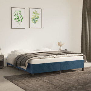vidaXL Bedframe zonder matras 160x200 cm fluweel donkerblauw