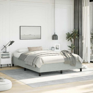 vidaXL Bedframe zonder matras lichtgrijs 152x203 cm Queen fluweel