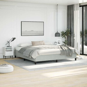 vidaXL Bedframe zonder matras lichtgrijs 193x203 cm kingsize fluweel