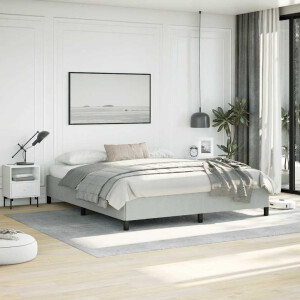 vidaXL Bedframe zonder matras lichtgrijs California King fluweel