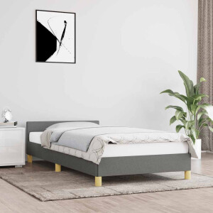 vidaXL Bedframe zonder matras 90x190 cm stof donkergrijs