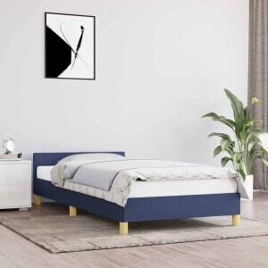 vidaXL Bedframe met hoofdeinde zonder matras 90x190 cm stof blauw