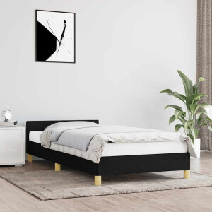 vidaXL Bedframe met hoofdeinde zonder matras 90x200 cm stof zwart