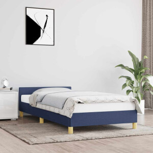 vidaXL Bedframe met hoofdeinde zonder matras 100x200 cm stof blauw