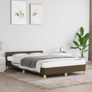 vidaXL Bedframe zonder matras 120x200 cm stof donkerbruin