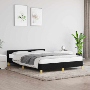 vidaXL Bedframe zonder matras stof zwart 140x190 cm