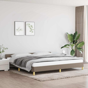 vidaXL Bedframe zonder matras stof taupe 200x200 cm