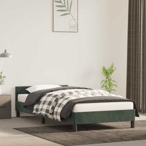 vidaXL Bedframe zonder matras 90x200 cm fluweel donkergroen