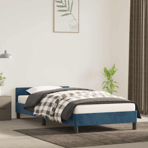 vidaXL Bedframe zonder matras 100x200 cm fluweel donkerblauw