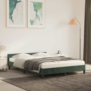 vidaXL Bedframe zonder matras 140x190 cm fluweel donkergroen