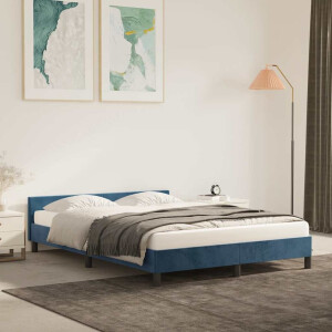 vidaXL Bedframe zonder matras 140x200 cm fluweel donkerblauw
