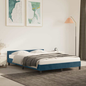 vidaXL Bedframe zonder matras 140x200 cm fluweel donkerblauw