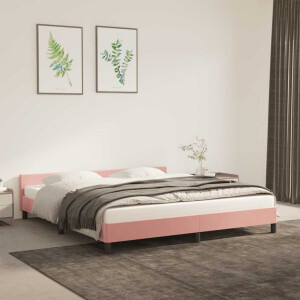 vidaXL Bedframe met hoofdeinde zonder matras 160x200 cm fluweel roze