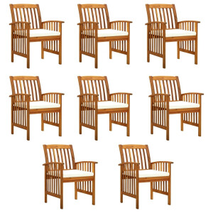 vidaXL Tuinstoelen 8 stuks met kussens, massief acaciahout