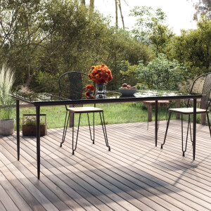 vidaXL Tuintafel 200x100x74cm staal en gehard glas zwart