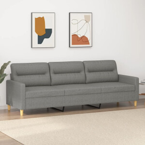 vidaXL Driezitsbank 210 cm stof donkergrijs
