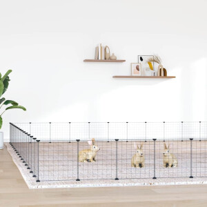 vidaXL Huisdierenkooi met deur 60 panelen 35x35 cm staal zwart